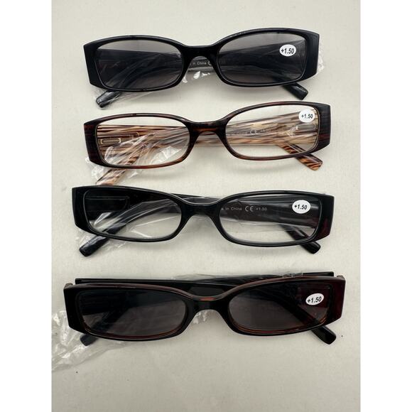 Reading Glasses 4 Pairs Ladies Fashion Spring Hinge Readers For Women +1.50 READ - Picture 2 of 7